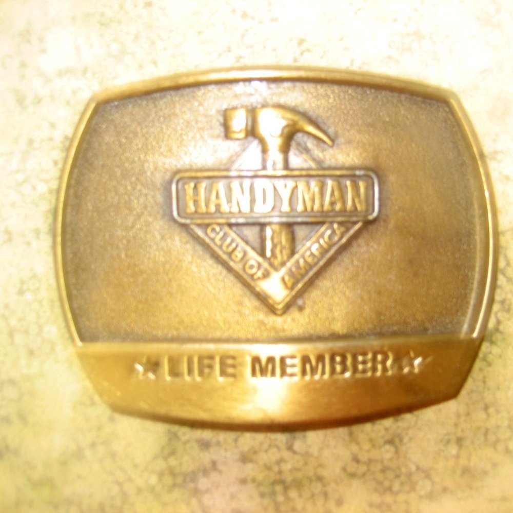 HANDYMAN CLUB OF AMERICA LIFE MEMBER BRASS BELT BUCKLE